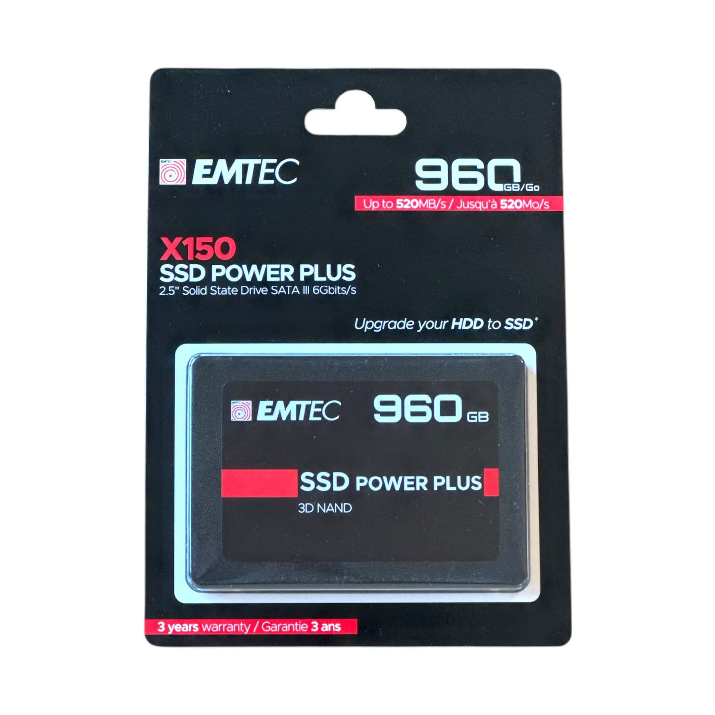 EMTEC X150 SSD Power Plus mit 960GB Kapazität, 2,5 Zoll SATA III (6Gb/s) und bis zu 520MB/s, ideal für PC- und Laptop-Upgrade