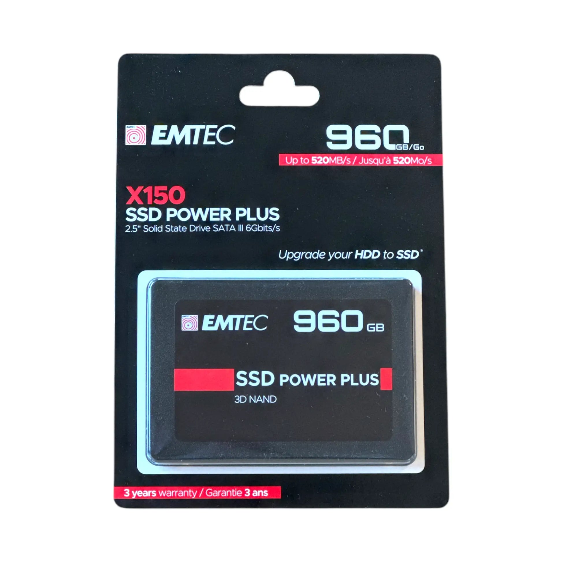 EMTEC X150 SSD Power Plus mit 960GB Kapazität, 2,5 Zoll SATA III (6Gb/s) und bis zu 520MB/s, ideal für PC- und Laptop-Upgrade