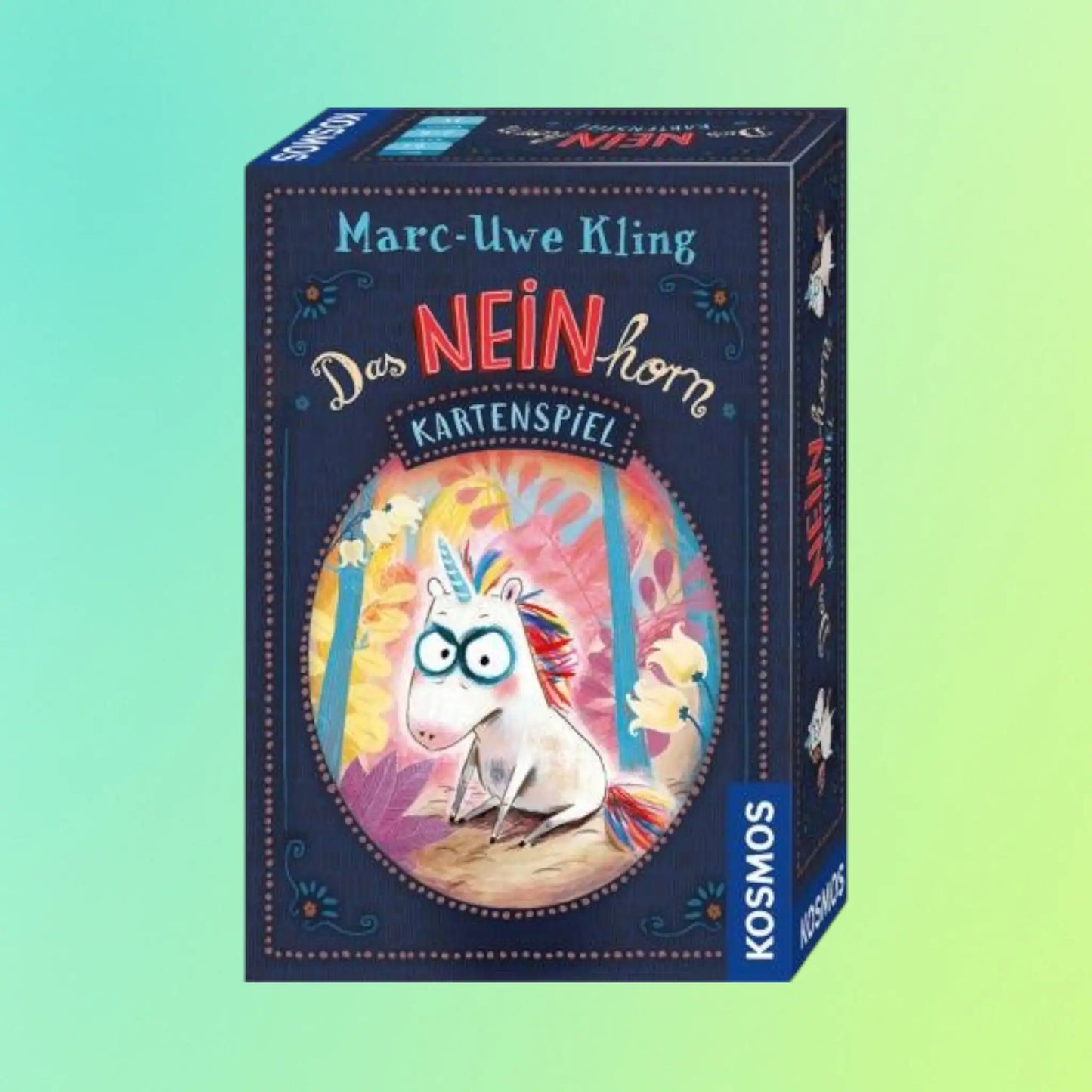 Kosmos Kartenspiel »Das NEINhorn« von Marc-Uwe Kling – Box mit Comic-Einhorn-Illustration auf dunkelblauem Hintergrund