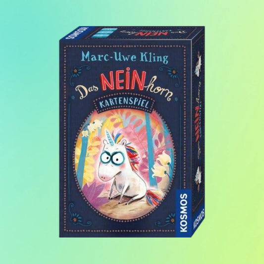 Kosmos Kartenspiel »Das NEINhorn« von Marc-Uwe Kling – Box mit Comic-Einhorn-Illustration auf dunkelblauem Hintergrund